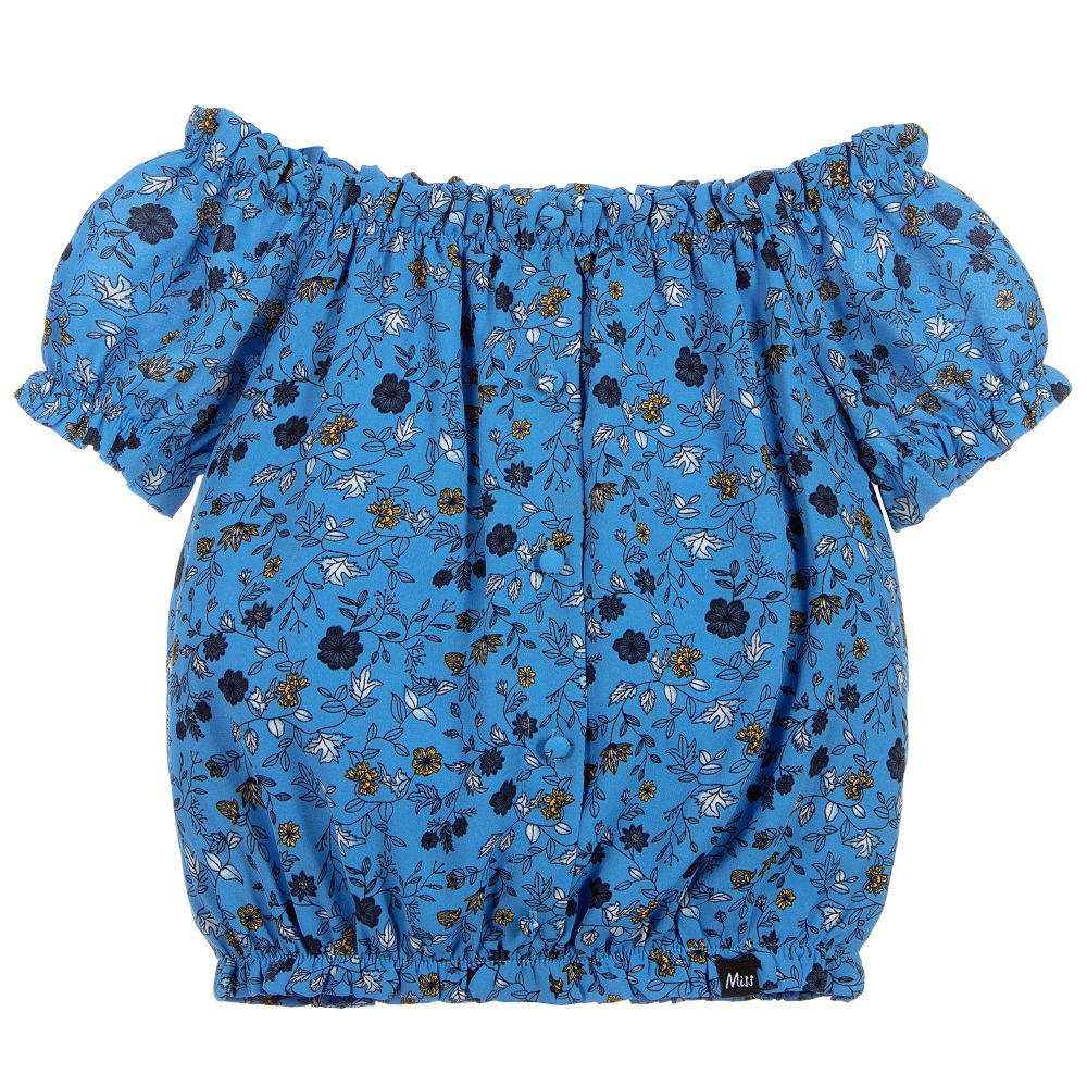 NIK&NIK - Girls Blue Floral Blouse | Childrensalon