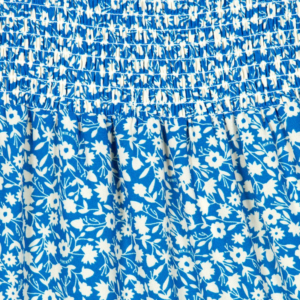 نك آند نك-فستان كريب لون أزرق وأبيض بطبعة ورود | Childrensalon Outlet