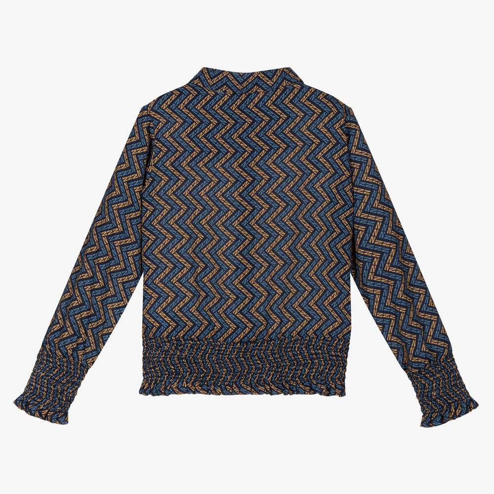 NIK&NIK-Girls Blue Zigzag Blouse | Childrensalon Outlet