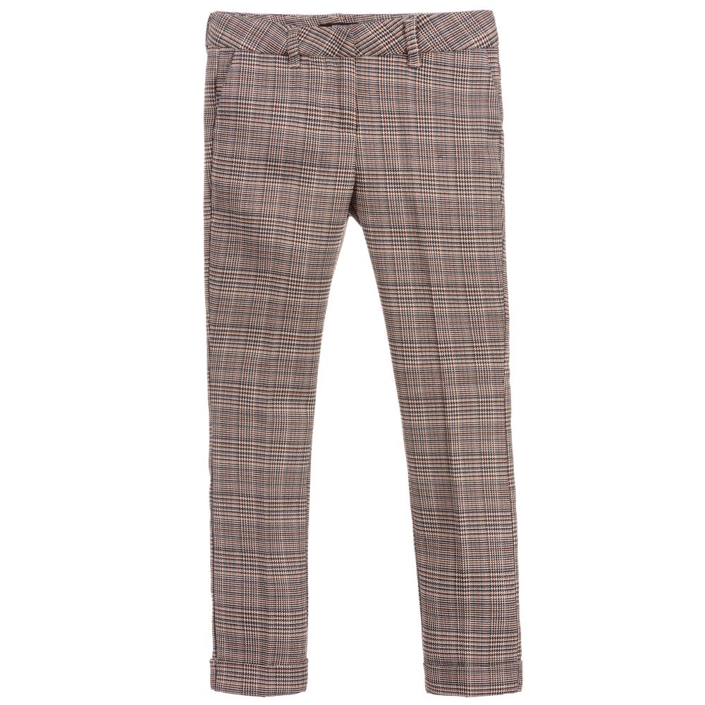 NIK&NIK - Girls Brown Check Trousers | Childrensalon