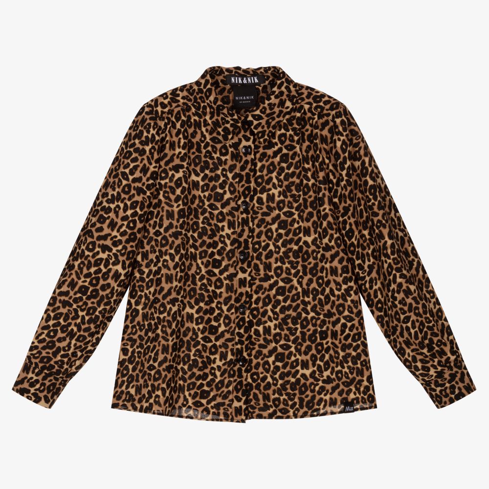 NIK&NIK - Braune Bluse mit Leoparden-Print (M) | Childrensalon