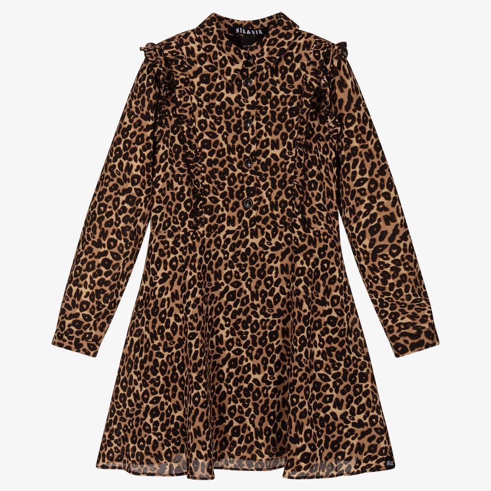 NIK&NIK - Girls Brown Leopard Dress | Childrensalon