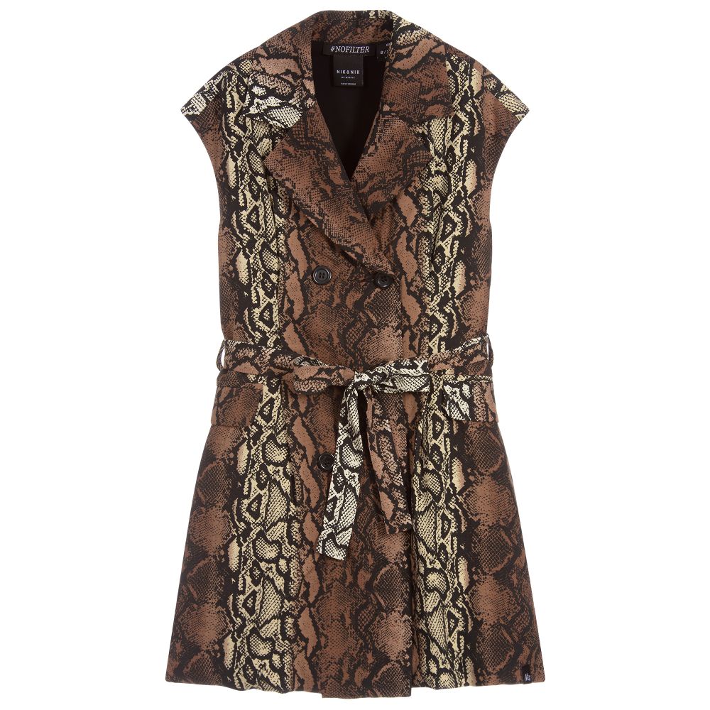 NIK&NIK-Girls Brown Snake Print Dress | Childrensalon Outlet