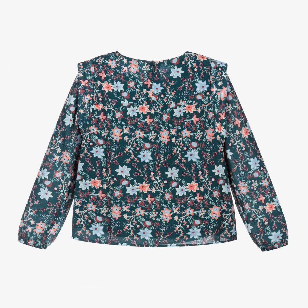 NIK&NIK-Girls Green Floral Blouse | Childrensalon Outlet
