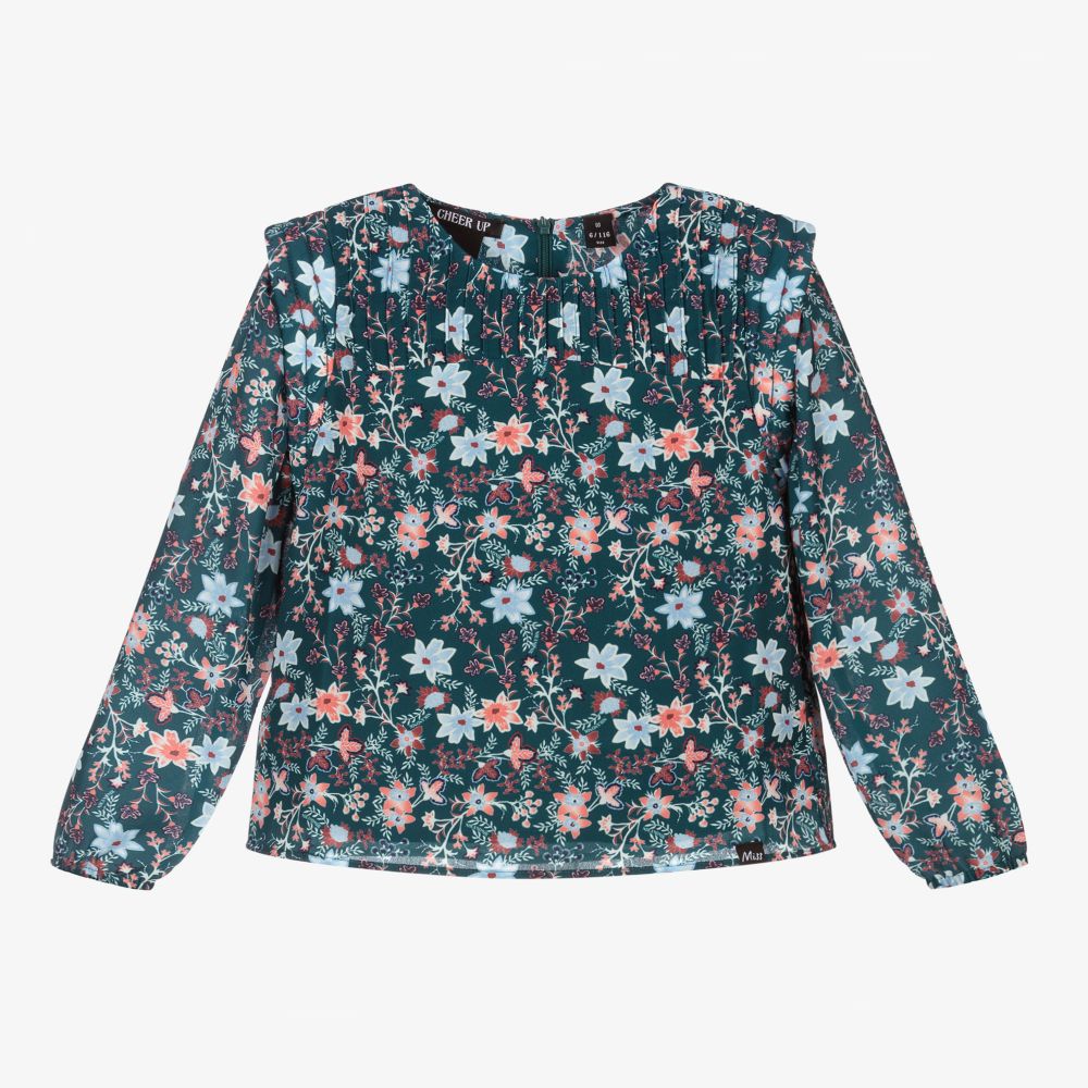 NIK&NIK - Зеленая блузка в цветочек для девочек | Childrensalon