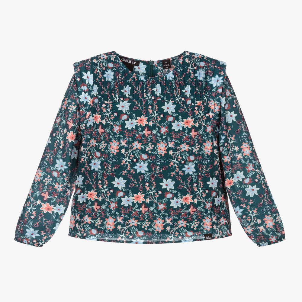 NIK&NIK - Girls Green Floral Blouse | Childrensalon