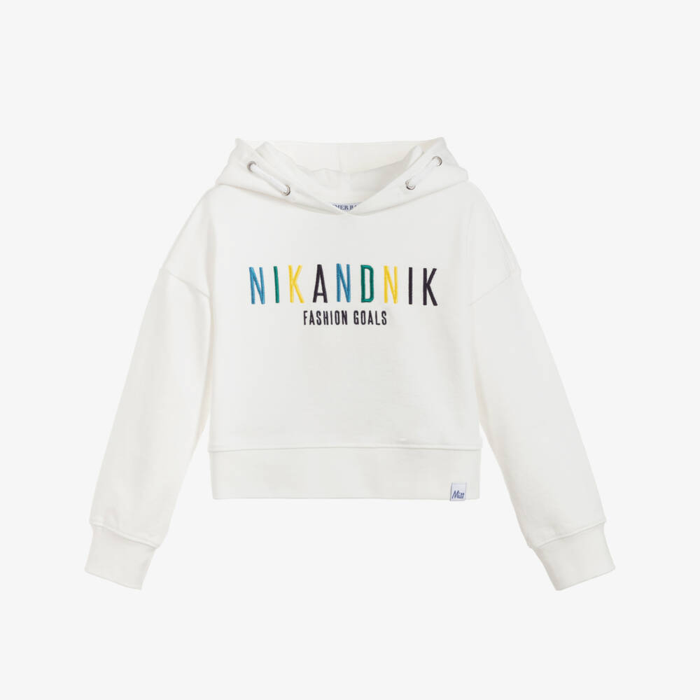 NIK&NIK-Girls Ivory Cropped Sweatshirt | Childrensalon Outlet