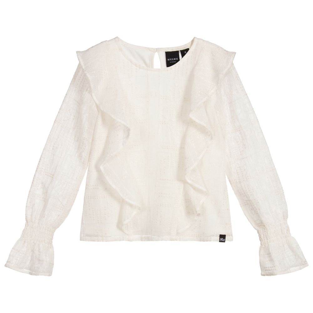 NIK&NIK-Girls Ivory Ruffle Blouse | Childrensalon Outlet