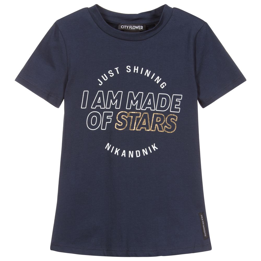 NIK&NIK - Girls Navy Blue Cotton T-Shirt | Childrensalon