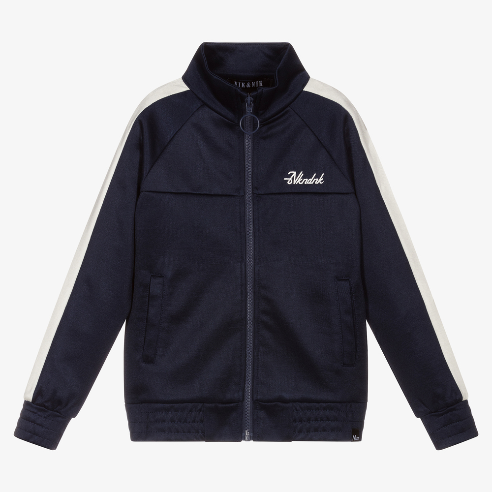 NIK&NIK-Girls Navy Blue Zip-up Top | Childrensalon Outlet