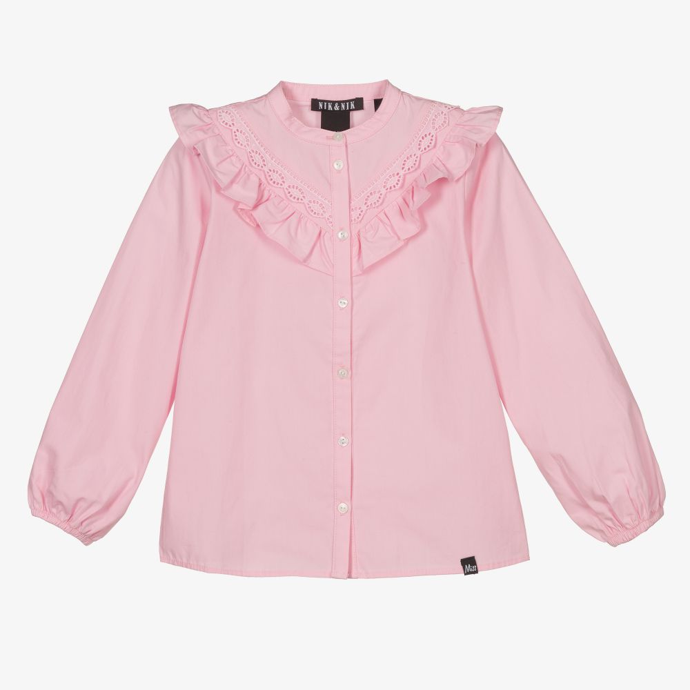 NIK&NIK - Girls Pink Cotton Blouse | Childrensalon