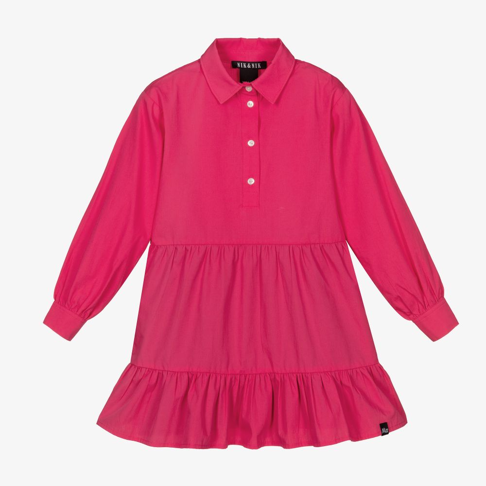 NIK&NIK - Розовое хлопковое платье для девочек | Childrensalon