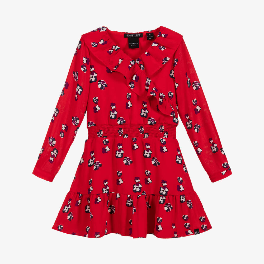NIK&NIK-فستان كريب شيفون لون أحمر | Childrensalon Outlet