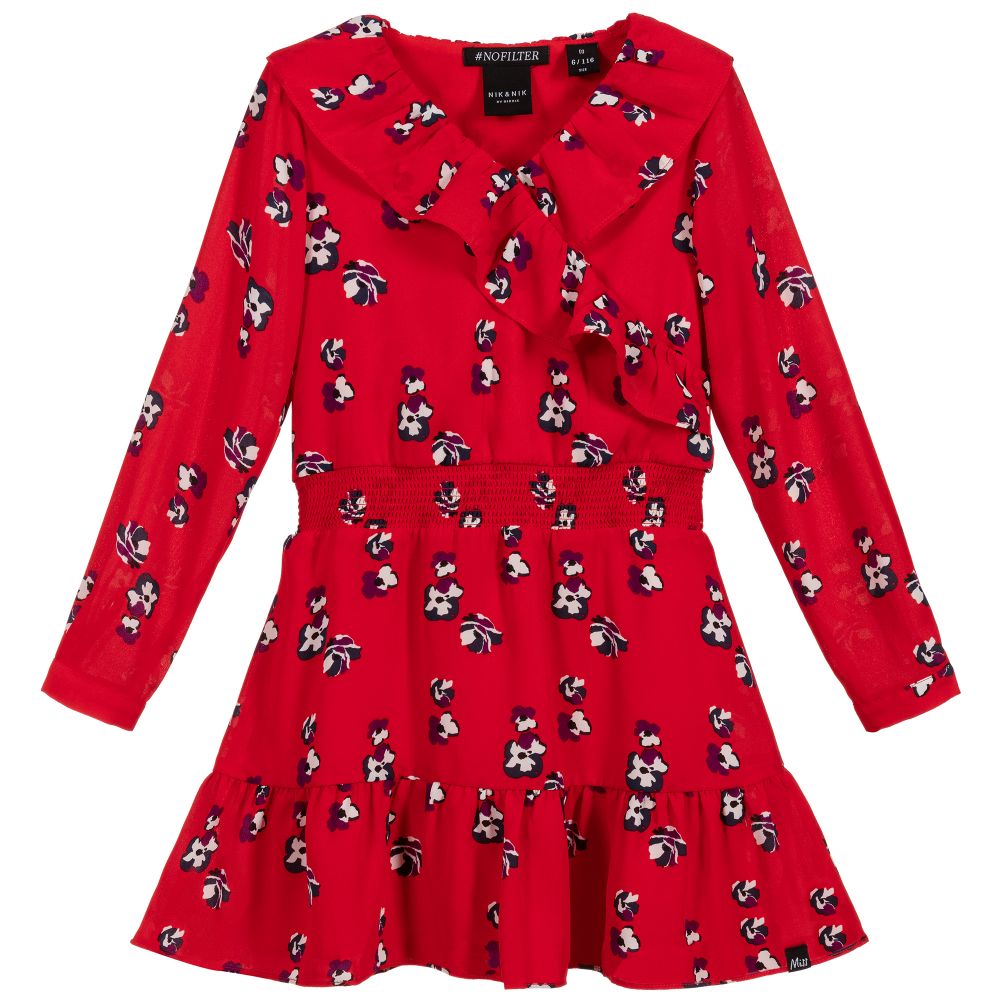NIK&NIK-Girls Red Chiffon Dress | Childrensalon Outlet