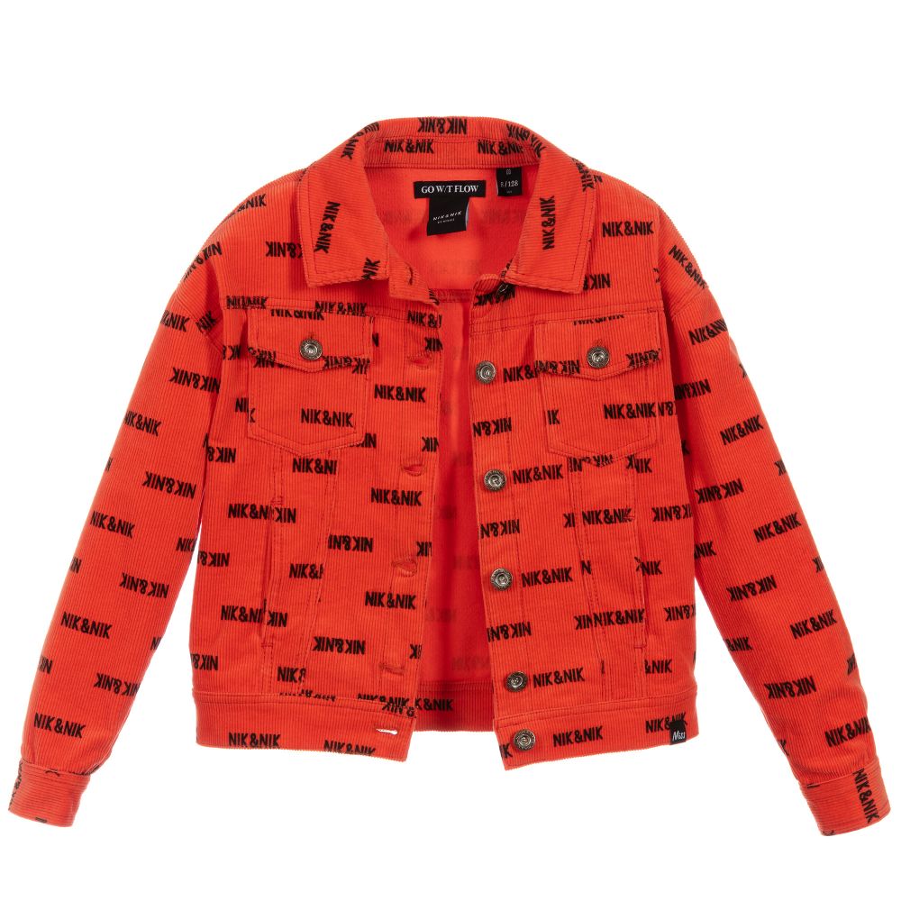 NIK&NIK-جاكيت قطن كوردروي لون أحمر و اسود للبنات | Childrensalon Outlet