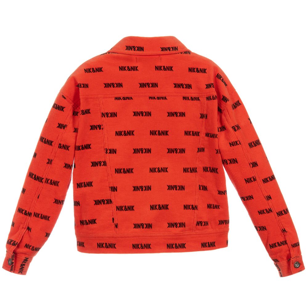 NIK&NIK-جاكيت قطن كوردروي لون أحمر و اسود للبنات | Childrensalon Outlet