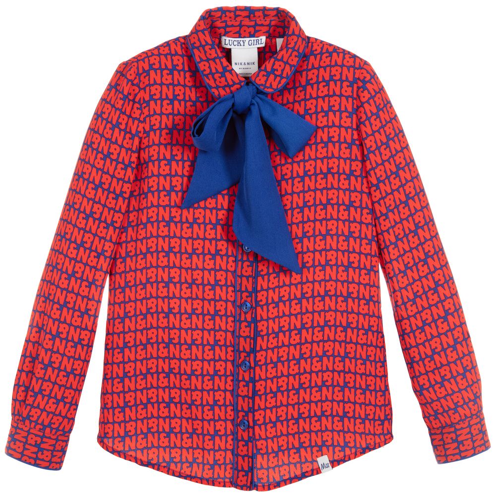 NIK&NIK - Girls Red Crêpe Chiffon Blouse | Childrensalon