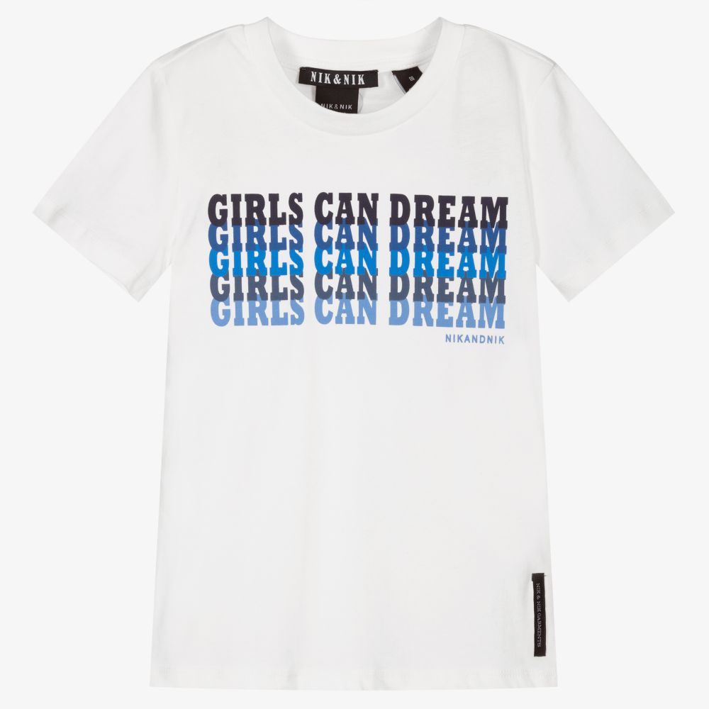NIK&NIK - Белая хлопковая футболка для девочек | Childrensalon