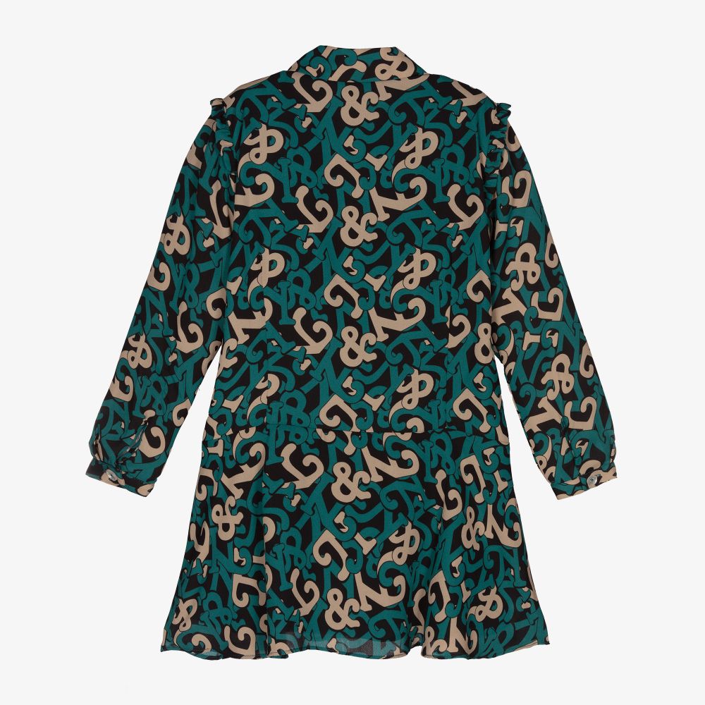 NIK&NIK-Green Chiffon Logo Dress | Childrensalon Outlet