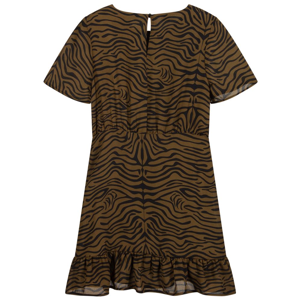 NIK&NIK-Khaki Zebra Print Dress | Childrensalon Outlet