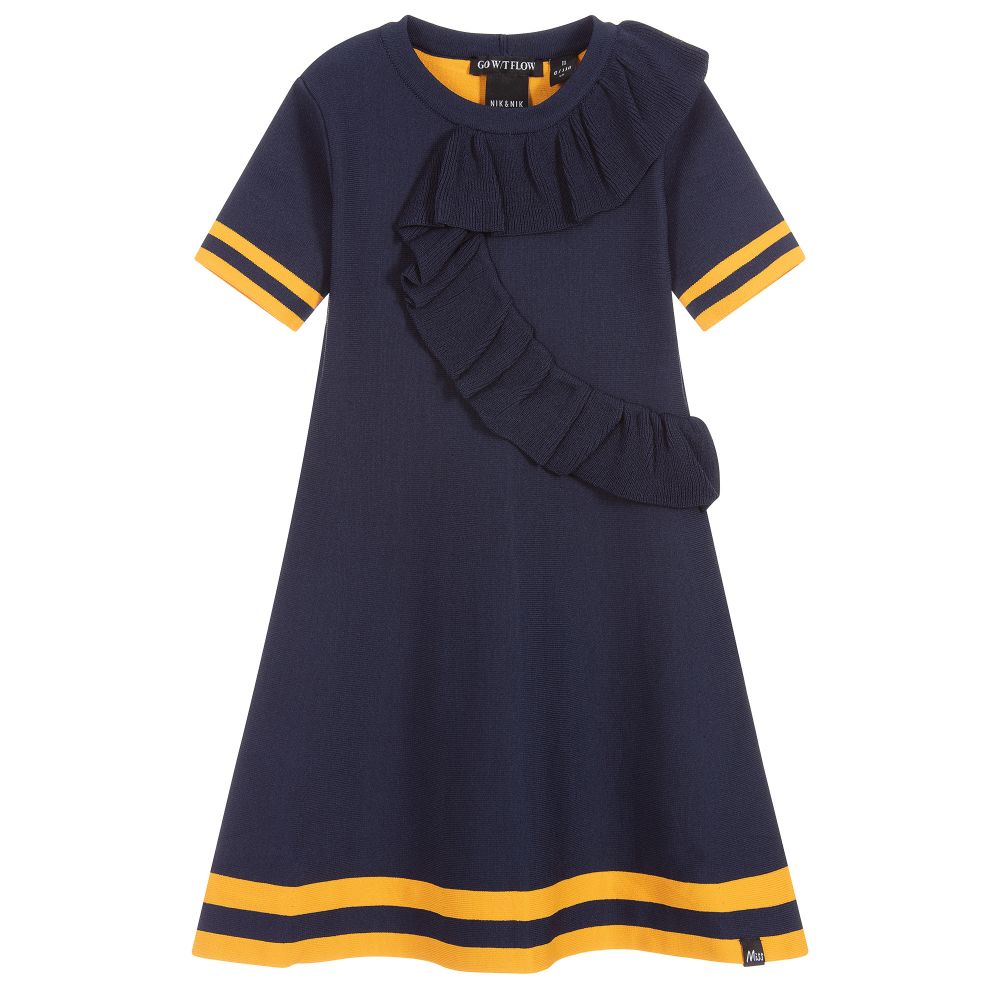 NIK&NIK - Темно-синее трикотажное платье из вискозы | Childrensalon