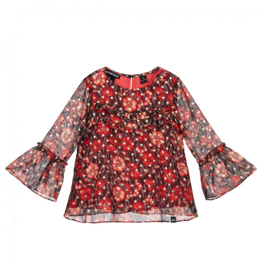 NIK&NIK - Red Floral Chiffon Blouse | Childrensalon