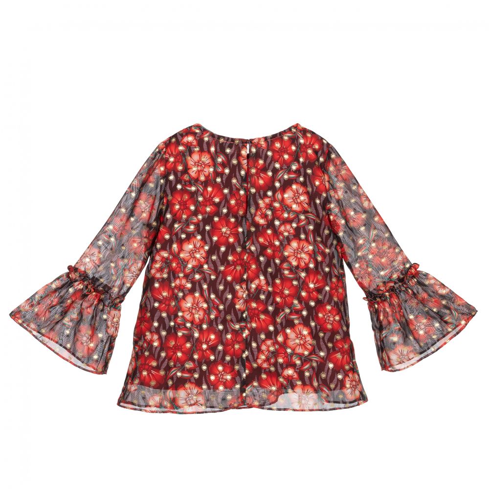 NIK&NIK-Red Floral Chiffon Blouse | Childrensalon Outlet