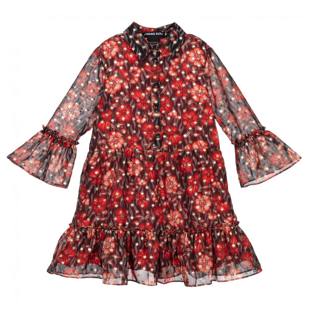 NIK&NIK - Red Floral Chiffon Dress | Childrensalon