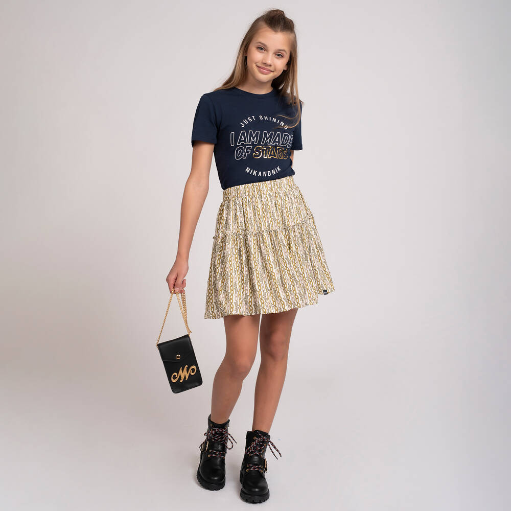 NIK&NIK-Бежевая юбка с принтом в виде звеньев цепи и логотипом для подростков | Childrensalon Outlet