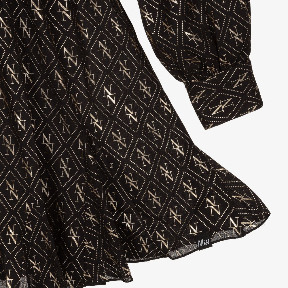 NIK&NIK-فستان تينز شيفون لون أسود وذهبي | Childrensalon Outlet