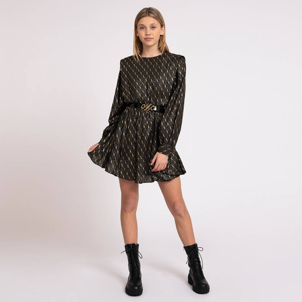 NIK&NIK-فستان تينز شيفون لون أسود وذهبي | Childrensalon Outlet