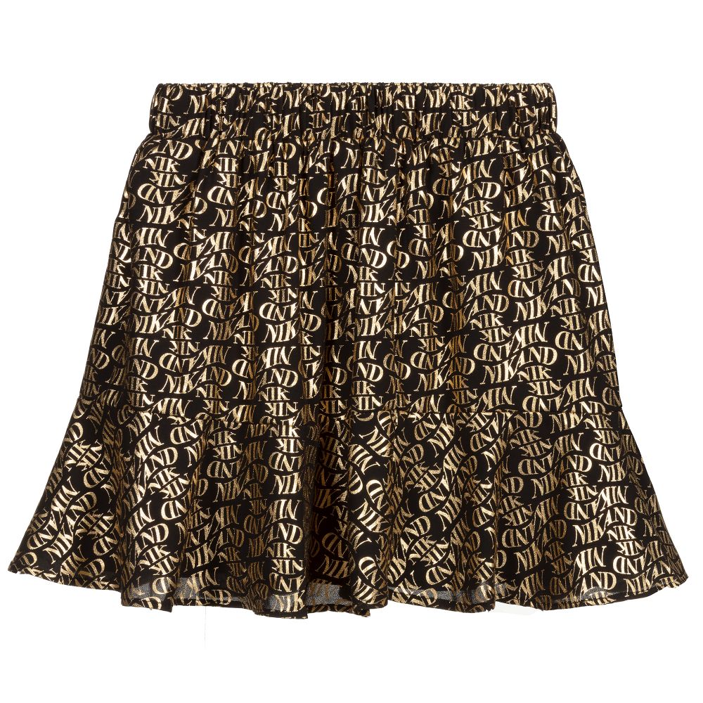 NIK&NIK - Teen Black & Gold Logo Skirt | Childrensalon