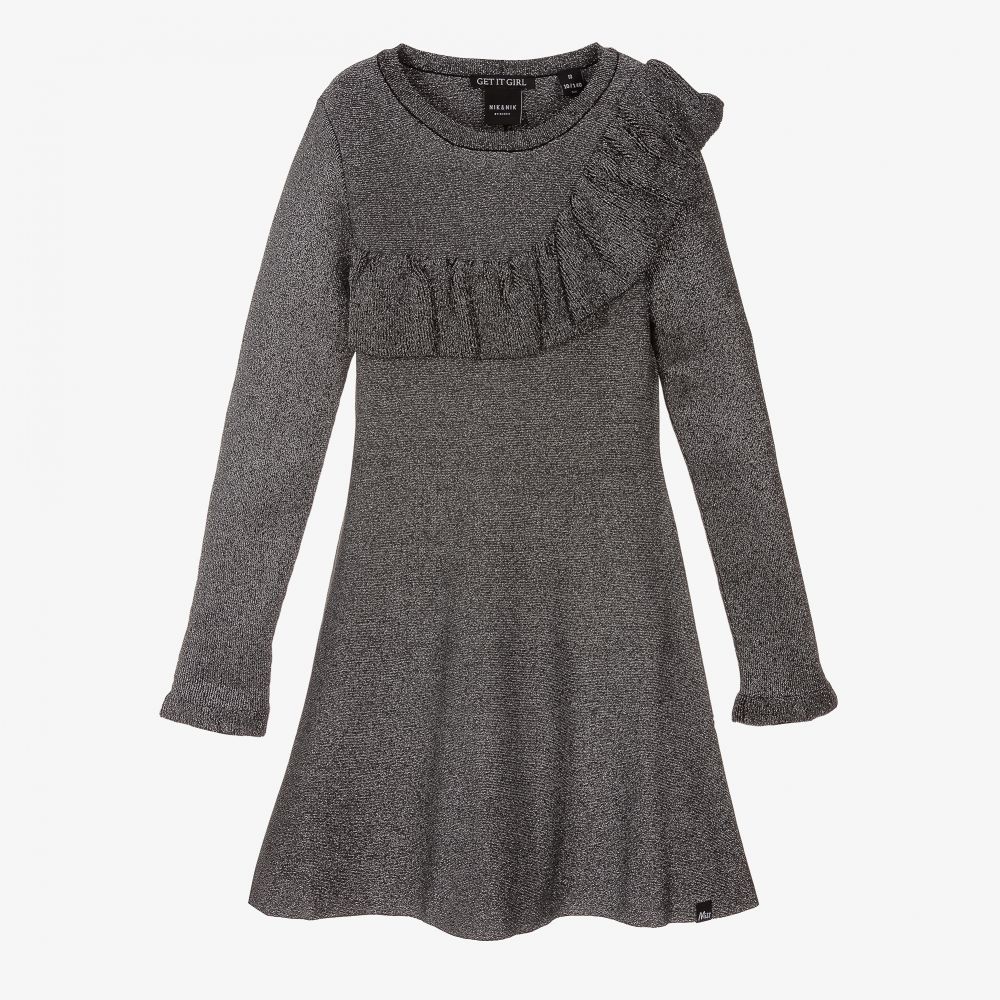 NIK&NIK - Teen Black & Silver Knit Dress | Childrensalon