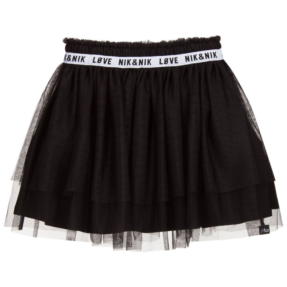 NIK&NIK - Teen Black Tulle Logo Skirt | Childrensalon