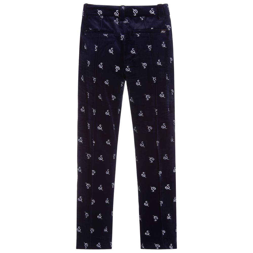 NIK&NIK-Teen Blue Velvet Trousers | Childrensalon Outlet