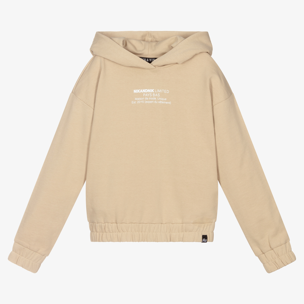 NIK&NIK - Teen Girls Beige Logo Hoodie | Childrensalon Outlet