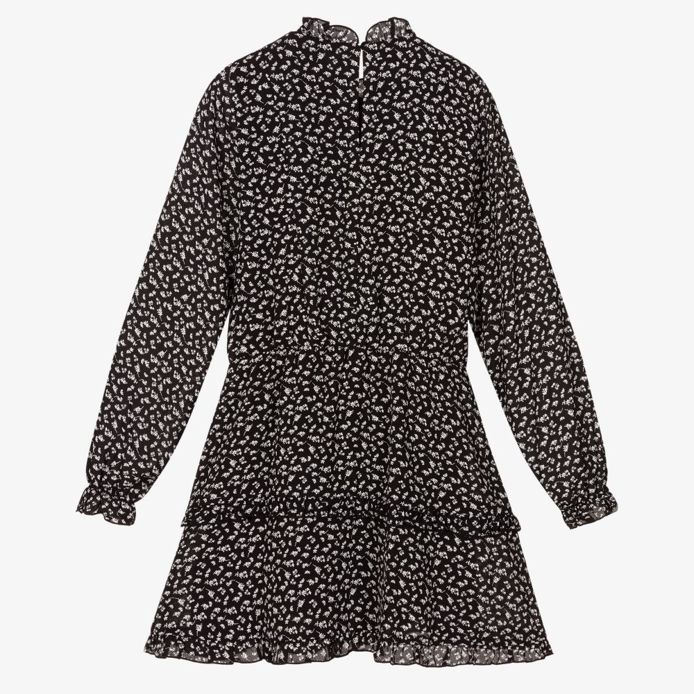 NIK&NIK-فستان تينز كريب لون أسود بطبعة ورود | Childrensalon Outlet