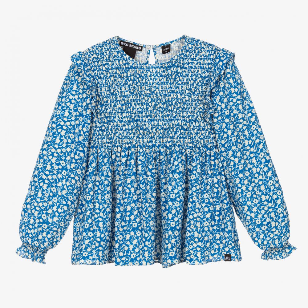 NIK&NIK - Blaue Teen Bluse mit Blumen (M) | Childrensalon