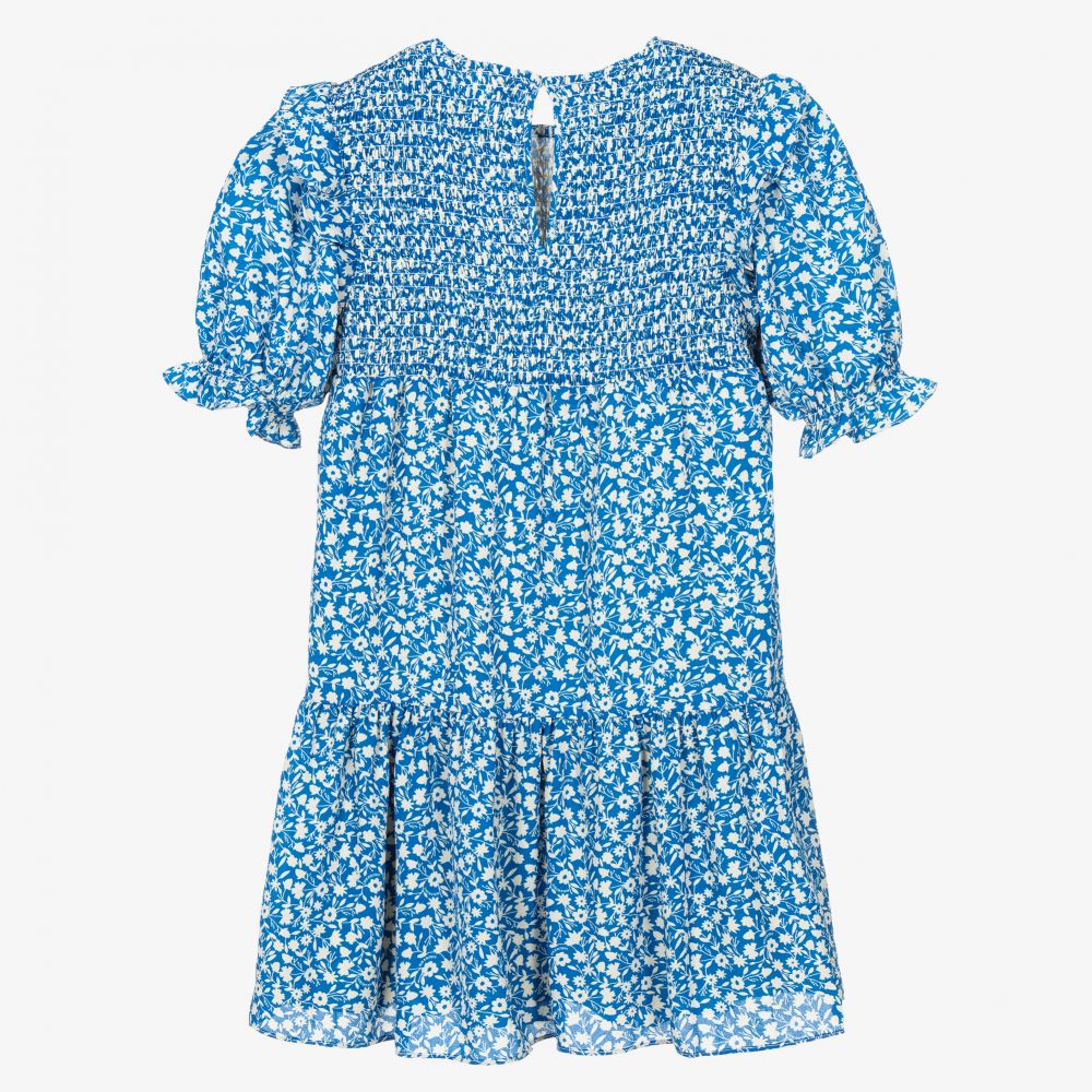 NIK&NIK-فستان تينز بناتي كريب لون أزرق بطبعة ورود | Childrensalon Outlet
