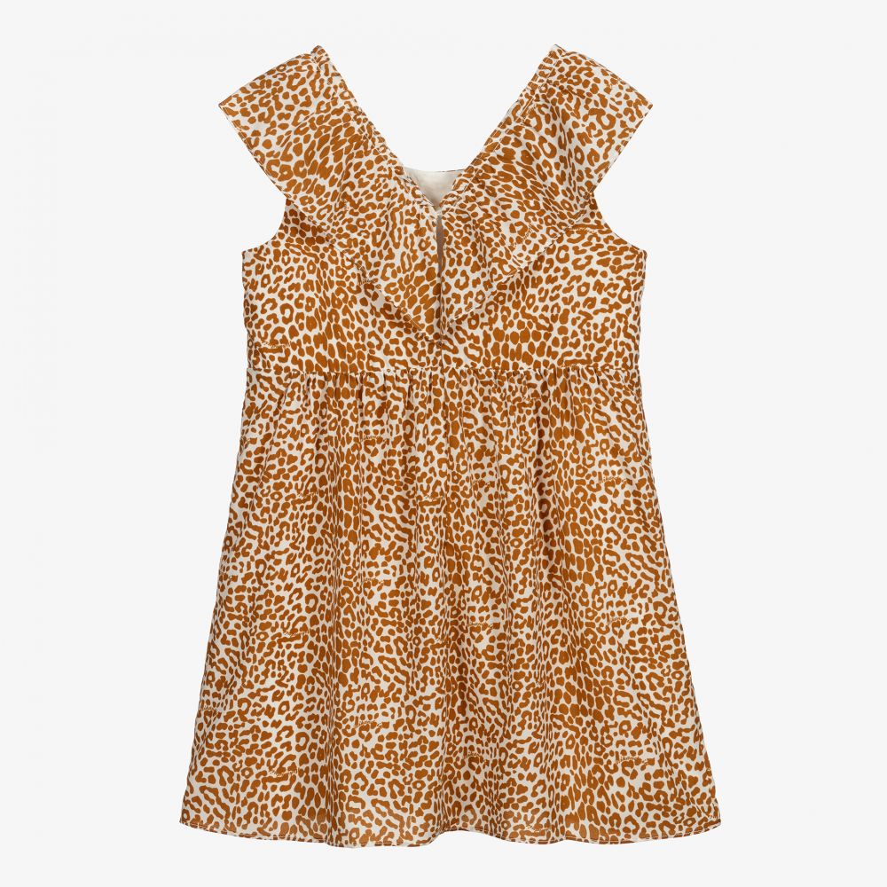 نك آند نك-فستان تينزبناتي كريب لون بني بطبعة جلد نمر | Childrensalon Outlet