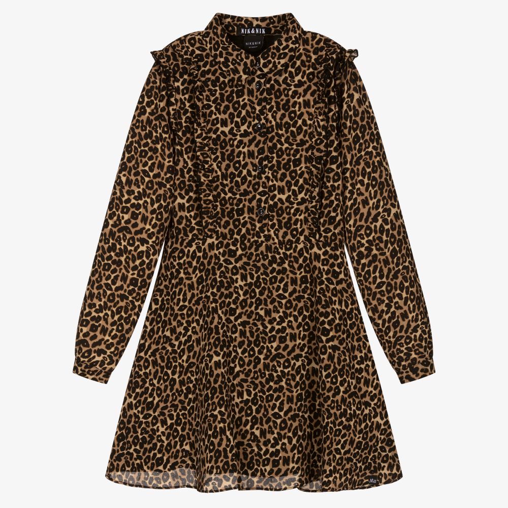 NIK&NIK-Teen Girls Brown Leopard Dress | Childrensalon Outlet
