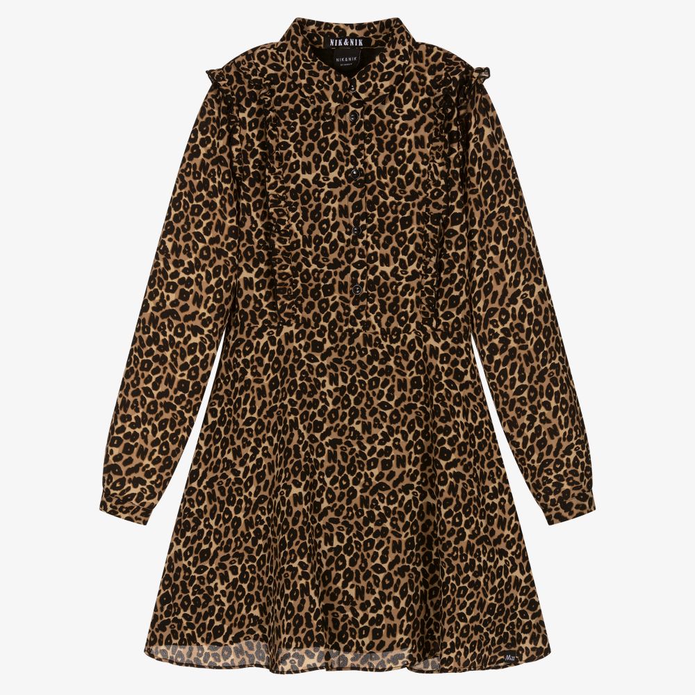 NIK&NIK - Braunes Teen Leopardenkleid (M) | Childrensalon