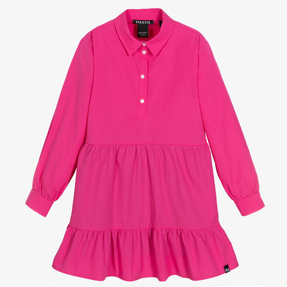 NIK&NIK - Розовое платье-рубашка для девочек-подростков | Childrensalon