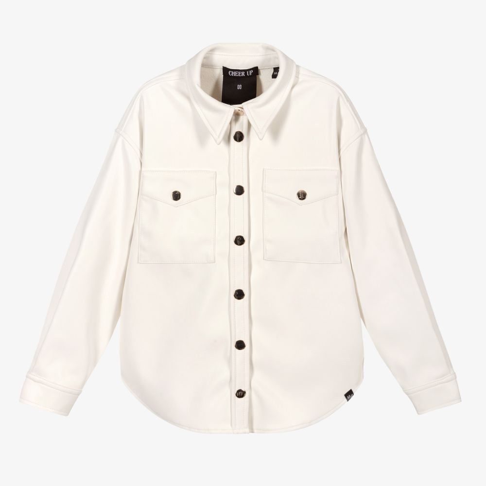 NIK&NIK-Teen Ivory Faux Leather Shirt | Childrensalon Outlet
