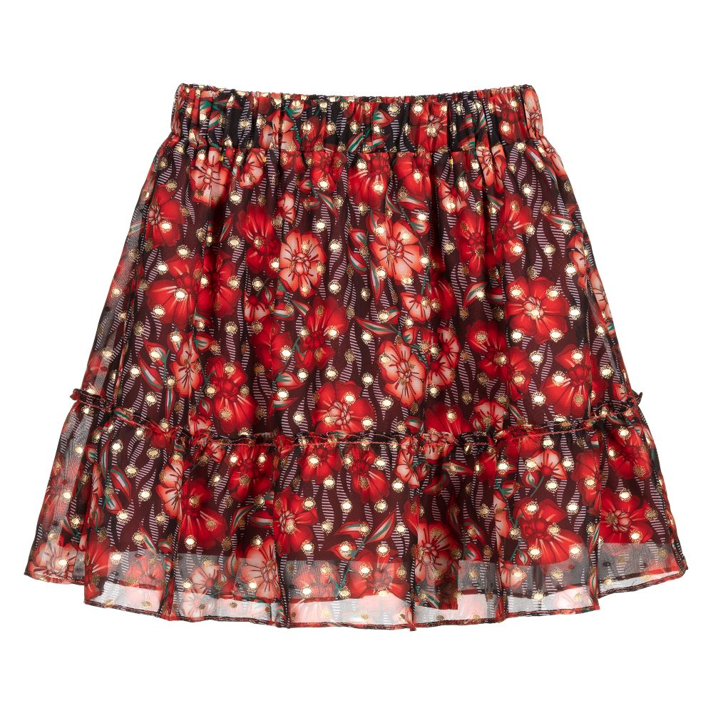 NIK&NIK-Teen Red Floral Chiffon Skirt | Childrensalon Outlet
