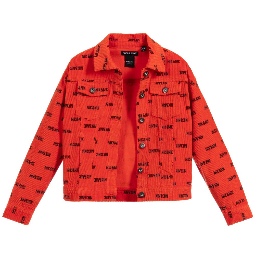 NIK&NIK-Teen Red Logo Corduroy Jacket | Childrensalon Outlet