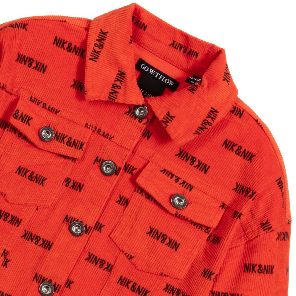 NIK&NIK-Teen Red Logo Corduroy Jacket | Childrensalon Outlet