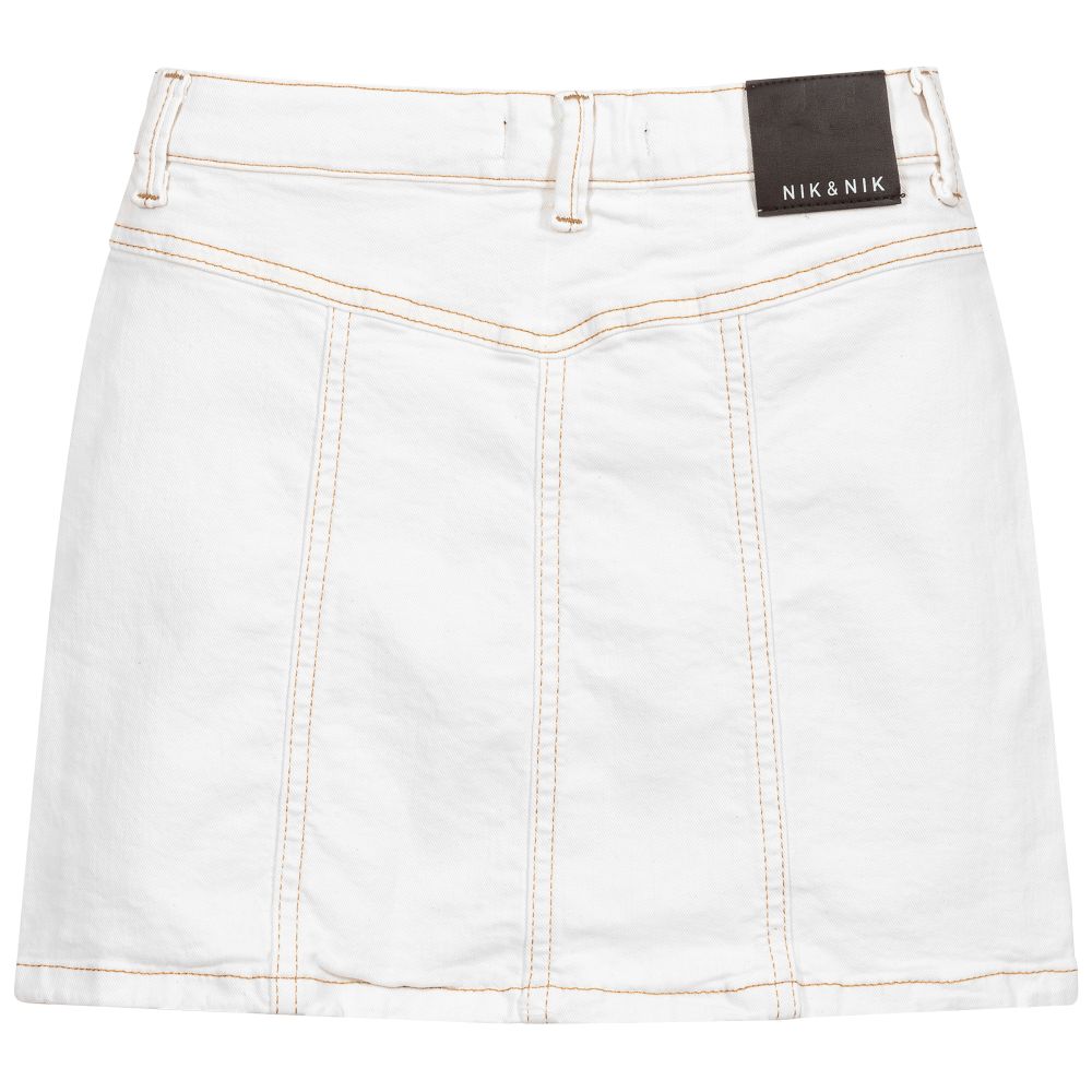 white denim mini skirt