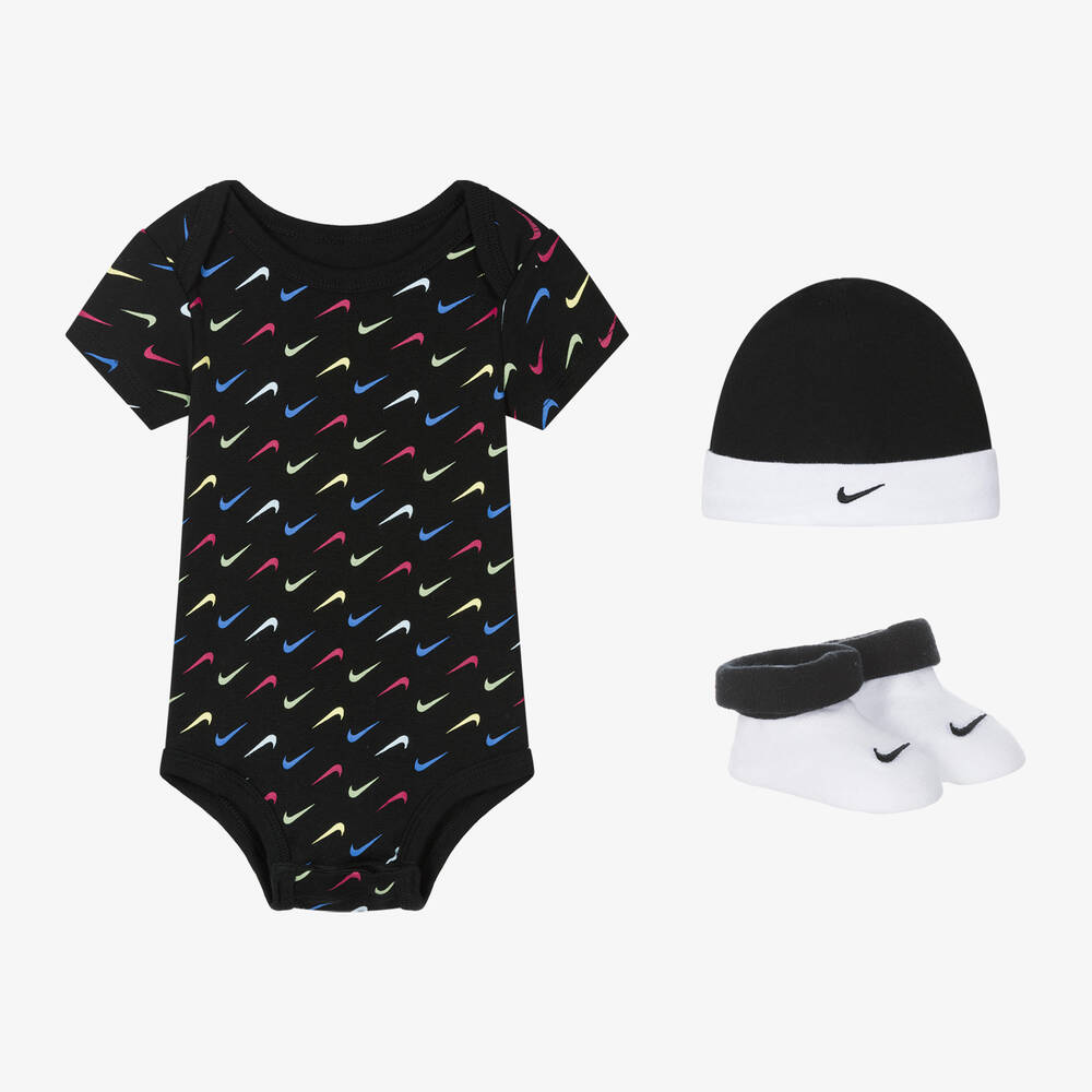 Nike - طقم بِدلة أوفرول قطن جيرسي لون أسود للمواليد | Childrensalon