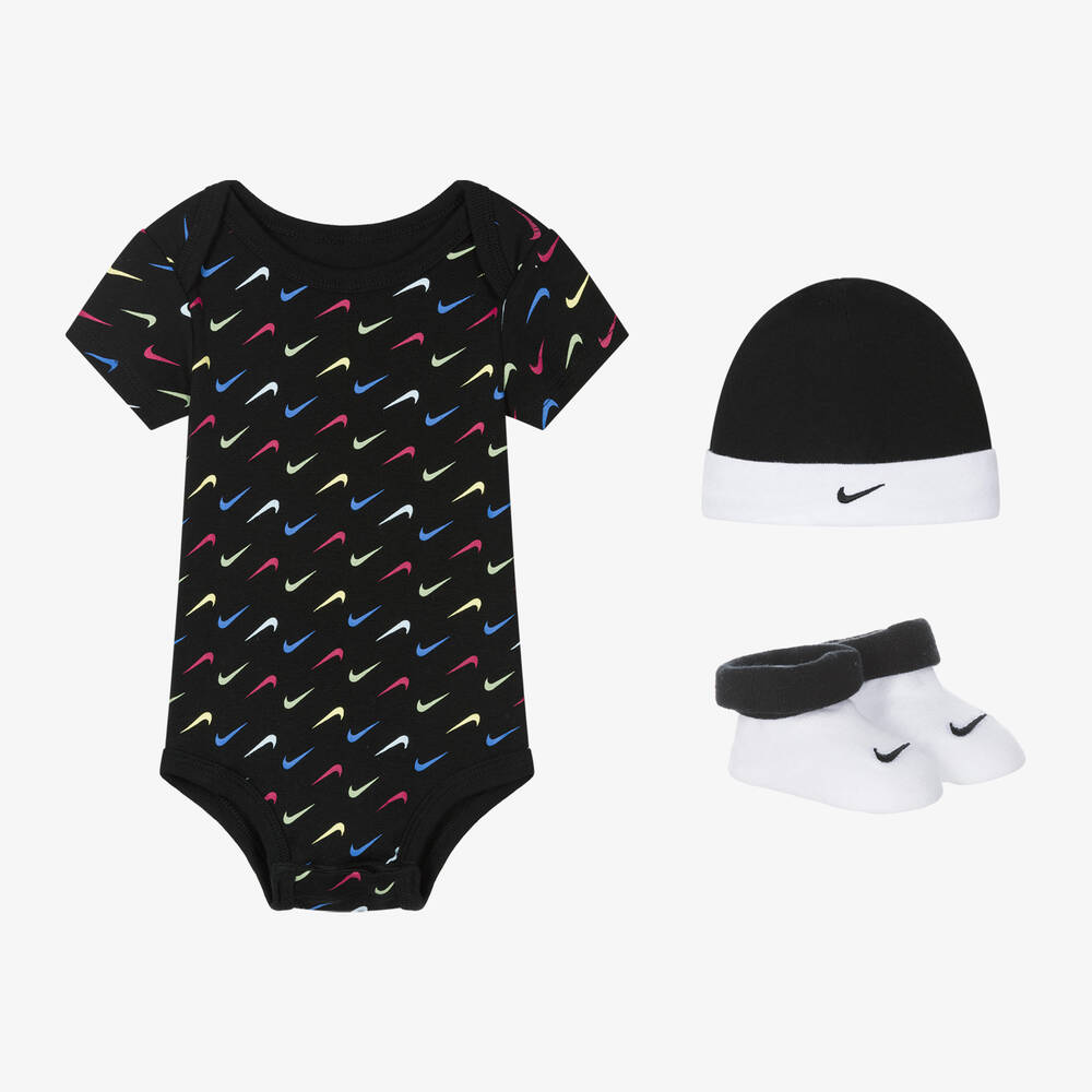 Baby Boys Black Cotton Babysuit Set